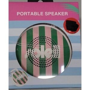 New In Box Soleil Portable Bluetooth Speaker‎ PaGreen Pink Striped Wireless